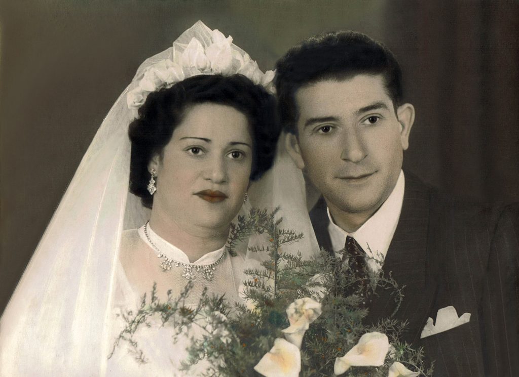 הוריי, מרדכי וטוני אוסקובסקי ביום נישואיהם, 1955