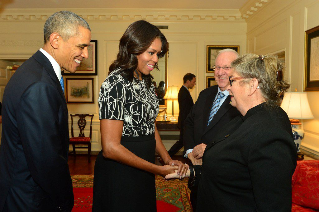 ראובן ונחמה ריבלין מארחים את ברק ומישל אובמה בבית הנשיא. צילום -קובי גדעון, לע-מ