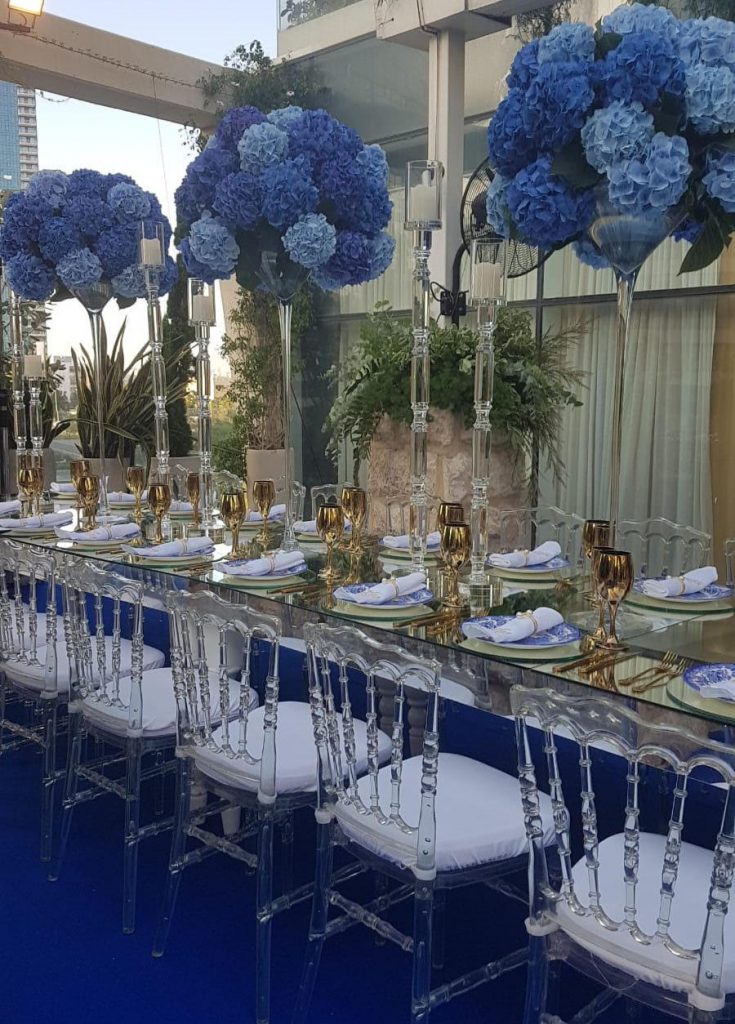 5אירוע יום ההולדת של ניקול ראיידמן על גג מסעדת התרנגול הכחול בקונספט כחול